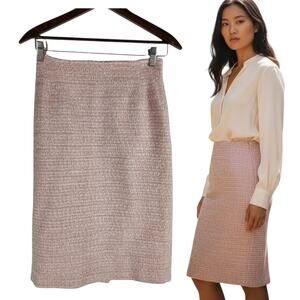 NEW Max Mara Tweed Metallic Virgin Wool Suit Skirt Pink Size 4